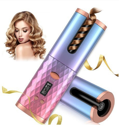 Rechargeable Automatic Hair Curler Women LCD Display Ceramic Rotating