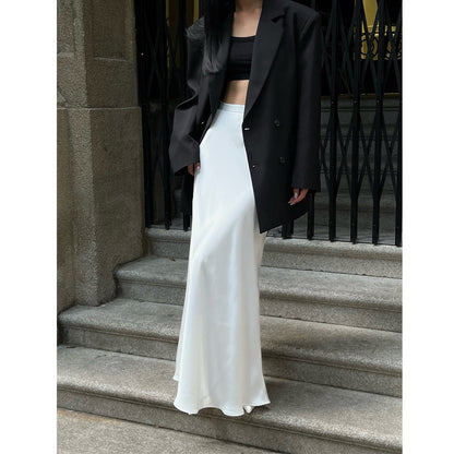 Women's Solid Color Acetate Satin Design Skirt