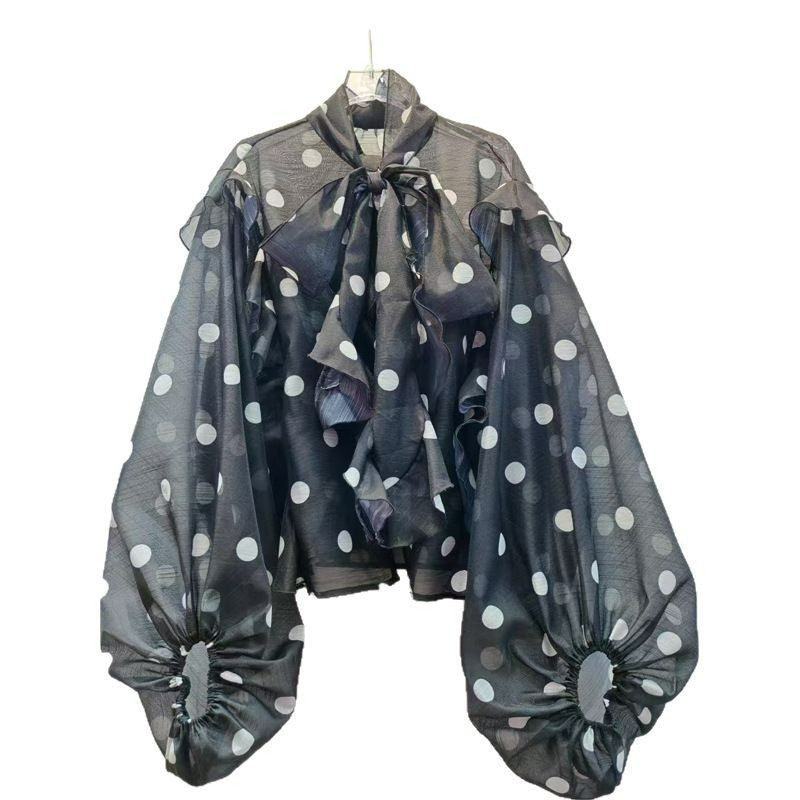 Ruffled Polka Dot Shirt Women