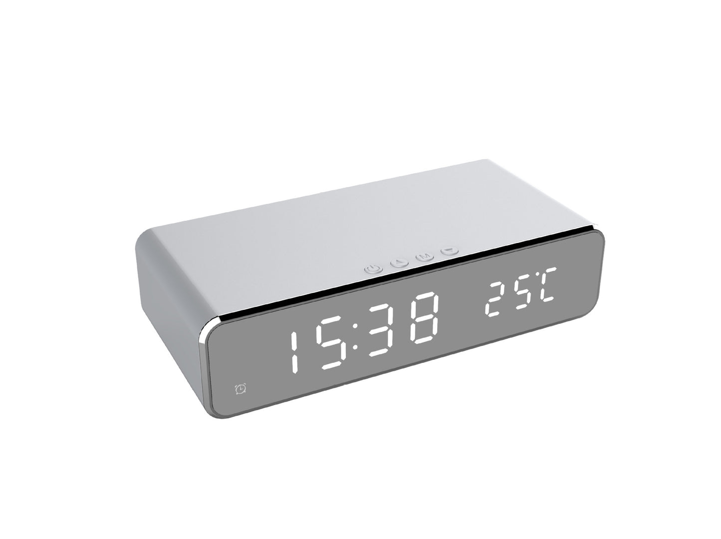 LED Electric Alarm Clock With Wireless Charger Thermometer