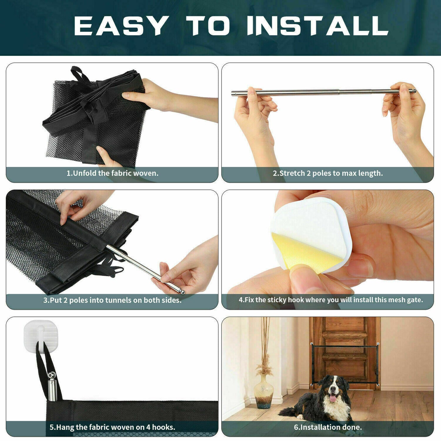 Pets Dog Cat Baby Safety Gate Mesh Portable