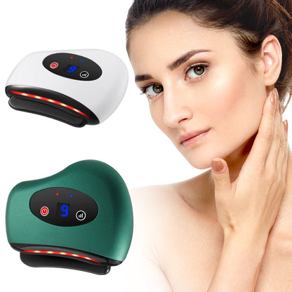 Eletric Bianstone Gua Sha Board Hot Compress Vibration Back Facial Massager Lymphatic Drainage Neck Face Skin Lift
