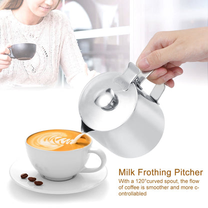 350ml Stainless Steel Coffee Latte Frothing Art Jug w/Lid
