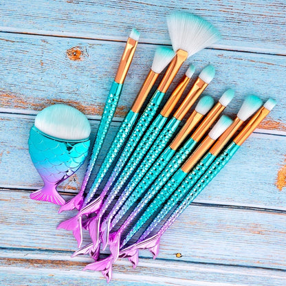 11pcs Makeup Brushes Kit Mermaid