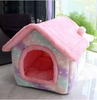 Foldable Dog House Cat Bed Winter Dog Villa Sleep Kennel Removable Nest Sofa Pets