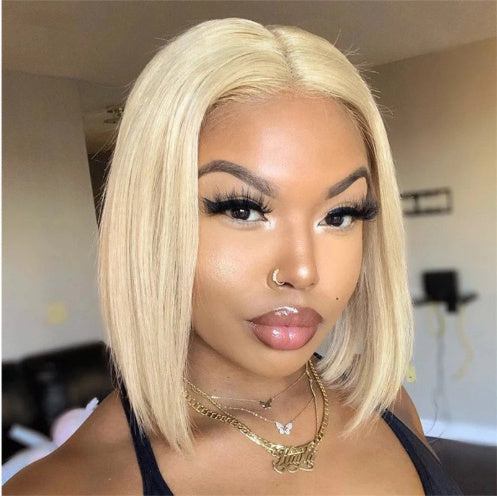 613 Blonde Bob Short Straight Human Hair Wigs For Women