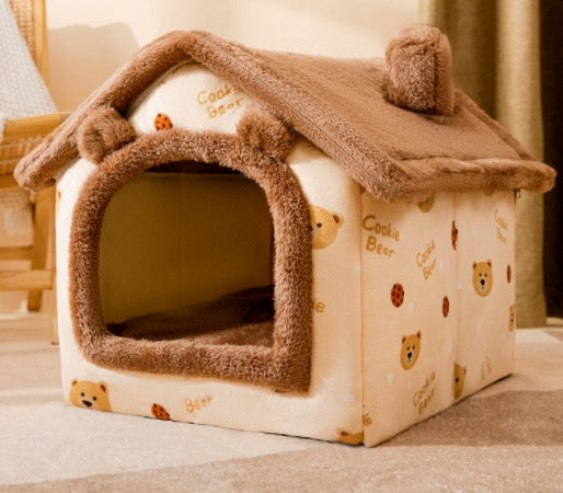Foldable Dog House Cat Bed Winter Dog Villa Sleep Kennel Removable Nest Sofa Pets