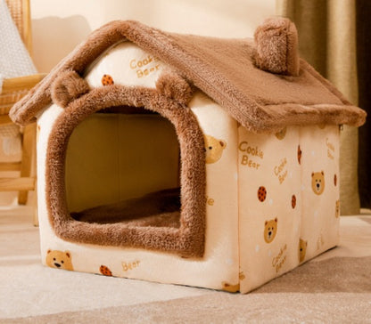 Foldable Dog House Cat Bed Winter Dog Villa Sleep Kennel Removable Nest Sofa Pets