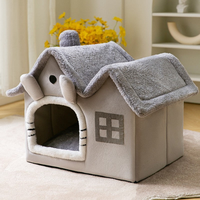 Foldable Dog House Cat Bed Winter Dog Villa Sleep Kennel Removable Nest Sofa Pets