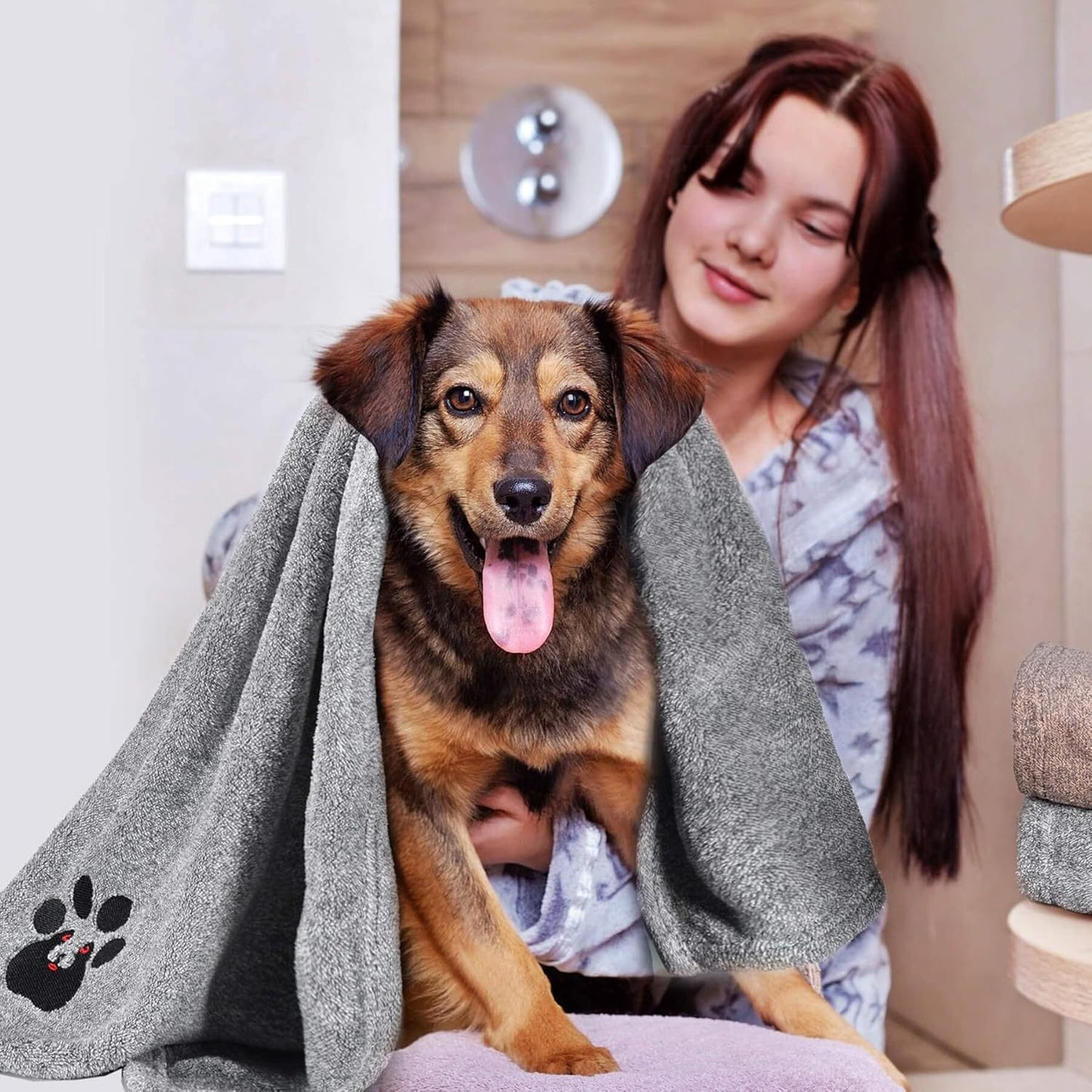 Super Absorbent Dog Bath Towels Fast Drying - Soft Microfiber