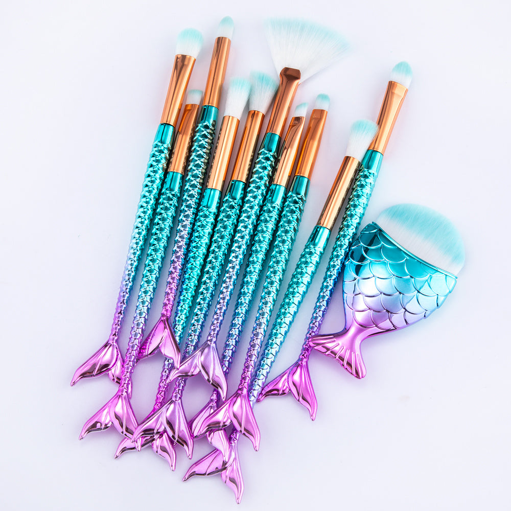 11pcs Makeup Brushes Kit Mermaid