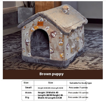 Foldable Dog House Cat Bed Winter Dog Villa Sleep Kennel Removable Nest Sofa Pets