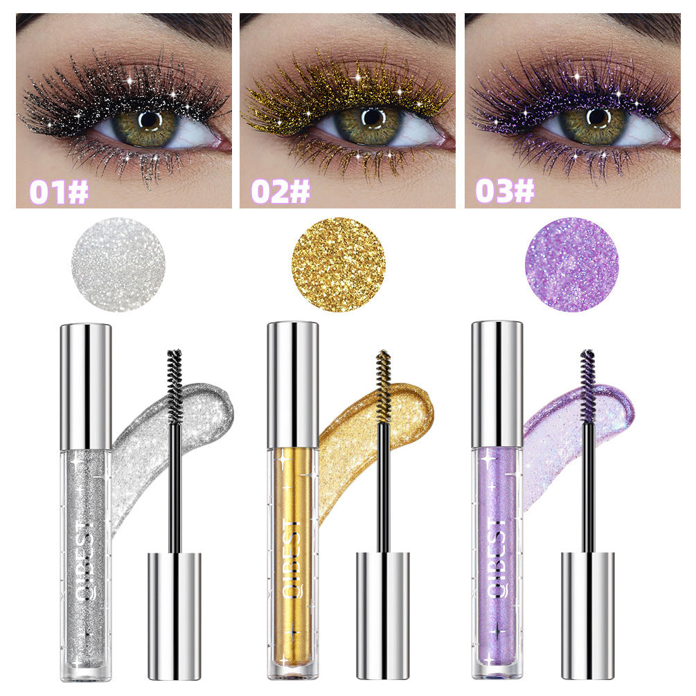 Violet Glitter Lash Mascara Thick Shiny Makeup Waterproof Fast Dry Black