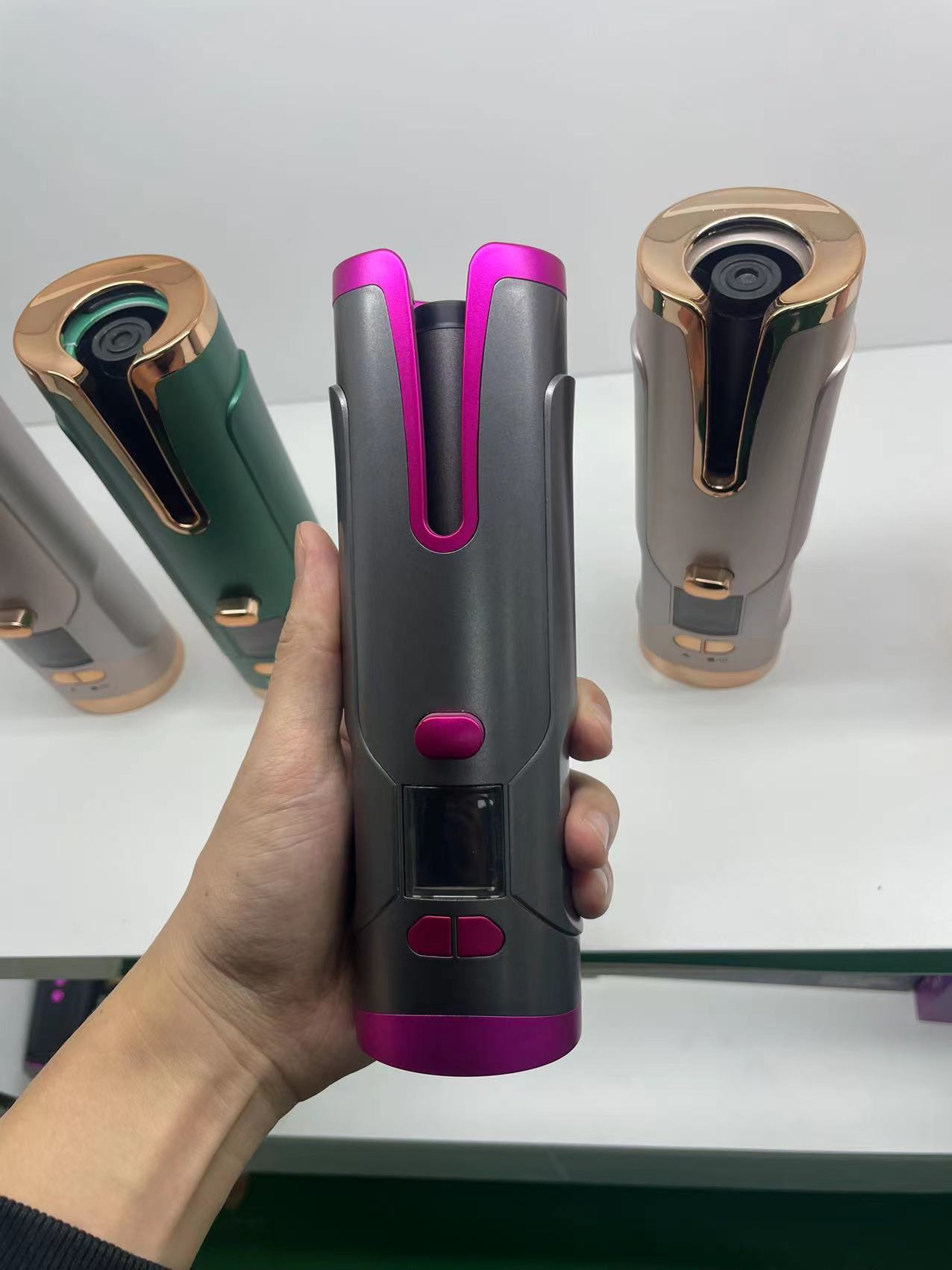 Rechargeable Automatic Hair Curler Women LCD Display Ceramic Rotating