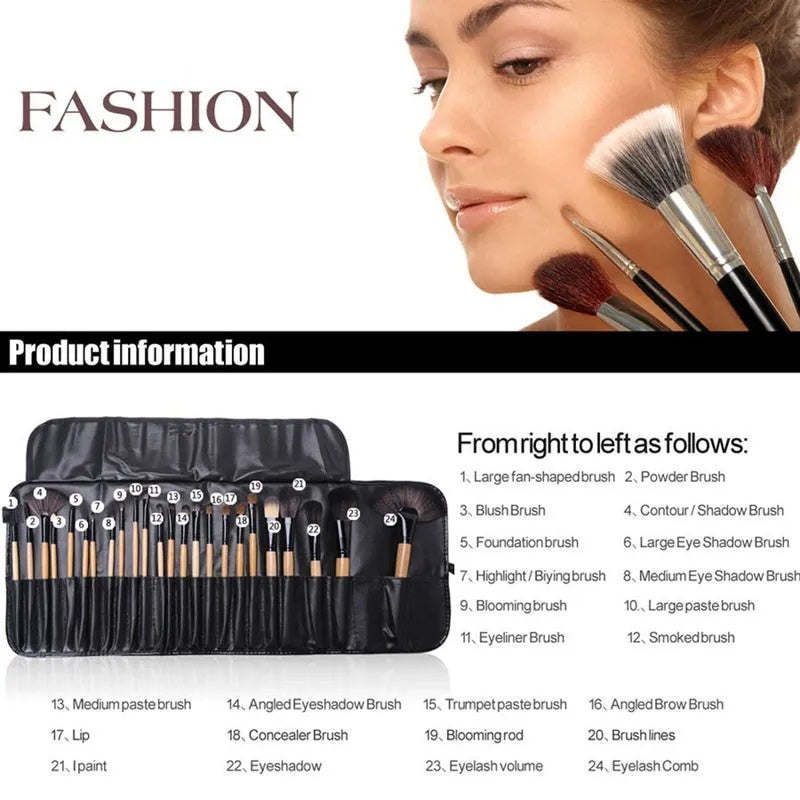 24 Pcs Makeup Brush Sets Cosmetics Eyebrow Powder Foundation Shadows Make Up Tools