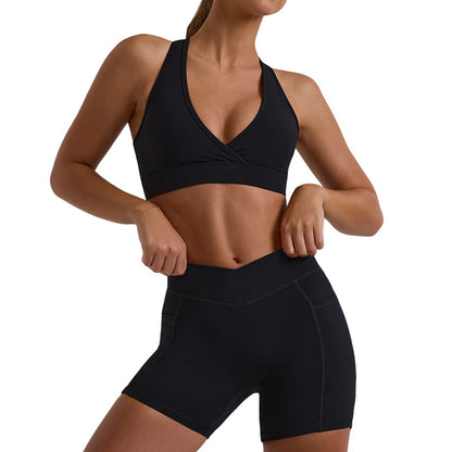 High Waist Hip Lift Outdoor Fitness Shorts Yoga Clothes Suit