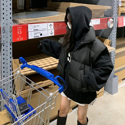 Korean Style Short Stand-up Collar Cotton-padded Coat Vest