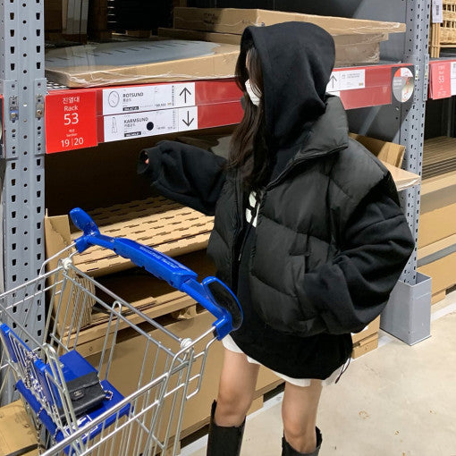 Korean Style Short Stand-up Collar Cotton-padded Coat Vest