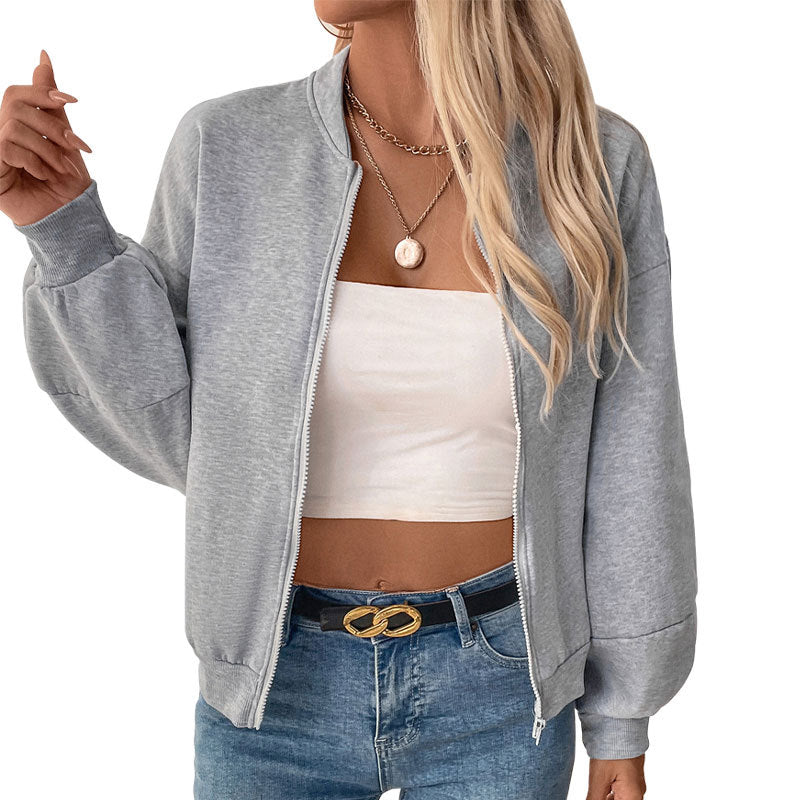 Women's Short Cardigan Solid Color Hoodie Coat