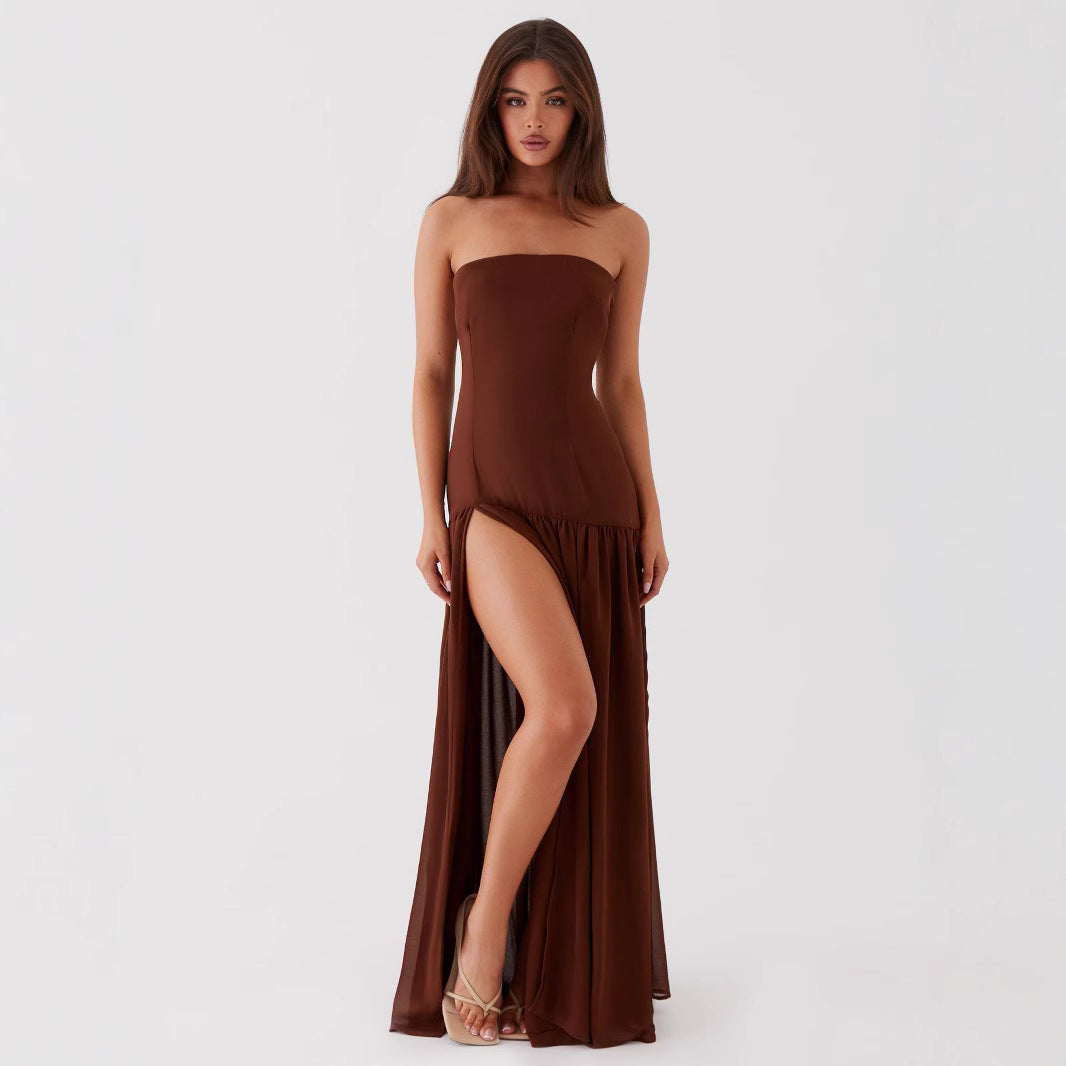 Women's Solid Color Tube Top Dress