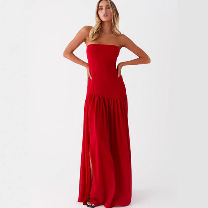 Women's Solid Color Tube Top Dress