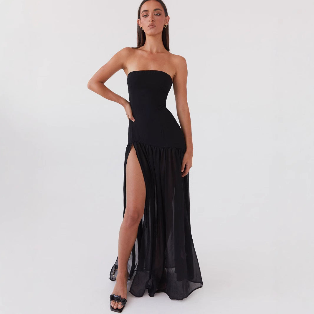 Women's Solid Color Tube Top Dress