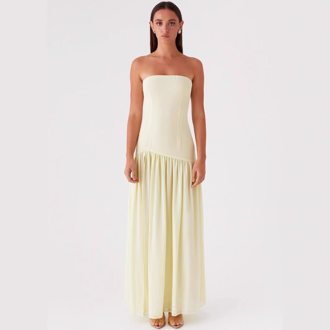 Women's Solid Color Tube Top Dress