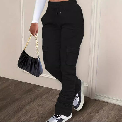 Sweater Casual Drawstring Pile Pants