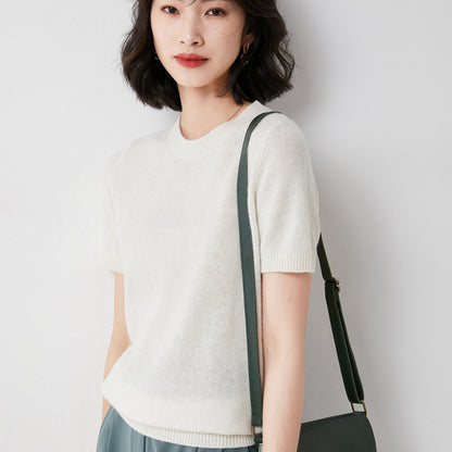 Slim-fitting Simple Bottoming Needle Sweater Top Round Neck Trend