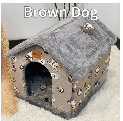 Foldable Dog House Cat Bed Winter Dog Villa Sleep Kennel Removable Nest Sofa Pets