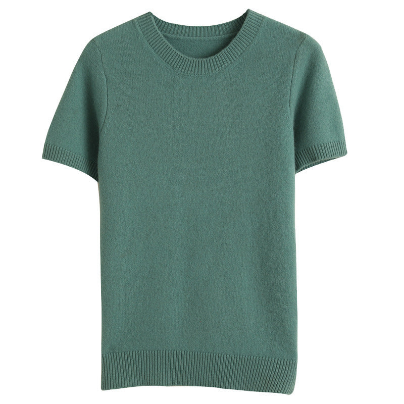 Slim-fitting Simple Bottoming Needle Sweater Top Round Neck Trend