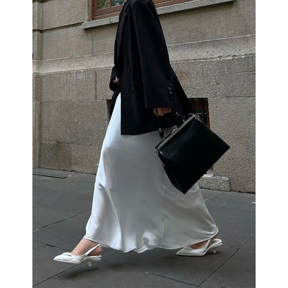 Women's Solid Color Acetate Satin Design Skirt