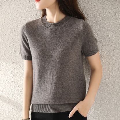 Slim-fitting Simple Bottoming Needle Sweater Top Round Neck Trend