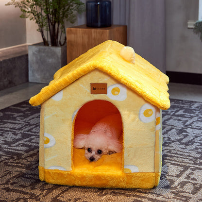 Foldable Dog House Cat Bed Winter Dog Villa Sleep Kennel Removable Nest Sofa Pets