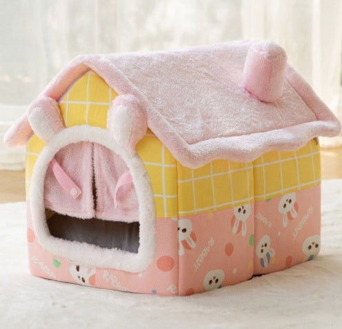 Foldable Dog House Cat Bed Winter Dog Villa Sleep Kennel Removable Nest Sofa Pets