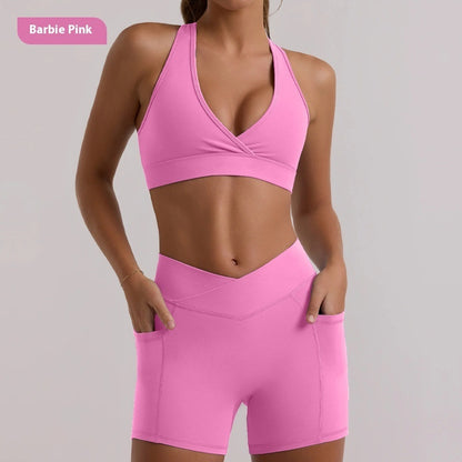 High Waist Hip Lift Outdoor Fitness Shorts Yoga Clothes Suit