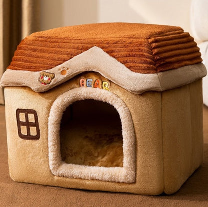 Foldable Dog House Cat Bed Winter Dog Villa Sleep Kennel Removable Nest Sofa Pets