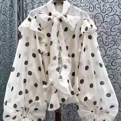 Ruffled Polka Dot Shirt Women