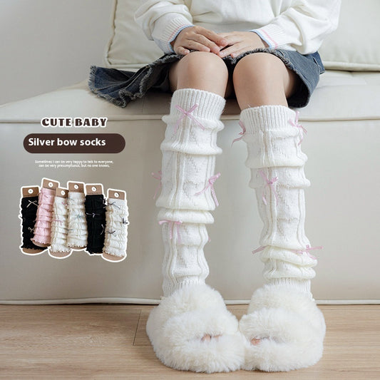 Children's Sock Autumn And Winter Style Leg Warmer Bow