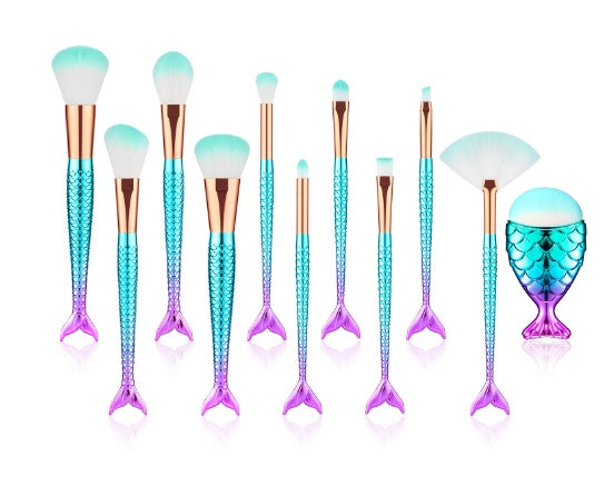 11pcs Makeup Brushes Kit Mermaid