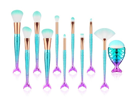 11pcs Makeup Brushes Kit Mermaid
