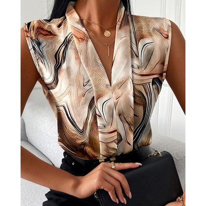 Printed Sleeveless Shirt Top For Women