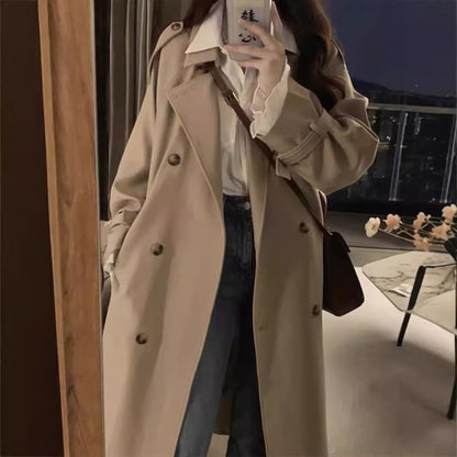 New Spring And Autumn British Style Mid-length Early Autumn Trench Coat For Women