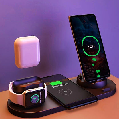 Wireless Charger Fast Charging Pad For Phone Watch 6 In 1 Charging Dock Station